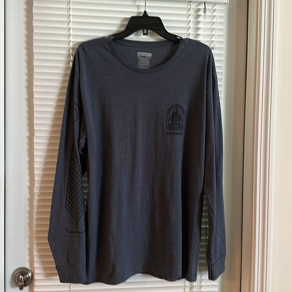Marmot Wilderness Guide Navy Heather UpCycle® Long Sleeve Tee - XL
